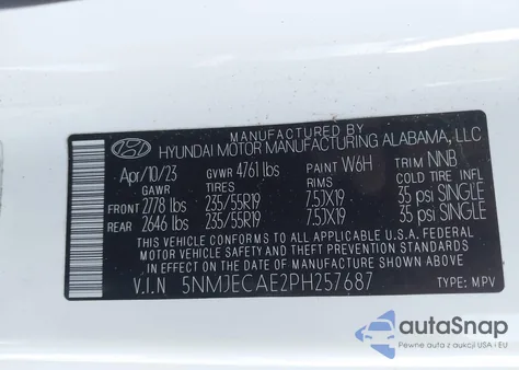 2023 Hyundai Tucson Limited из США, поврежденный, VIN 5NMJECAE2PH257687